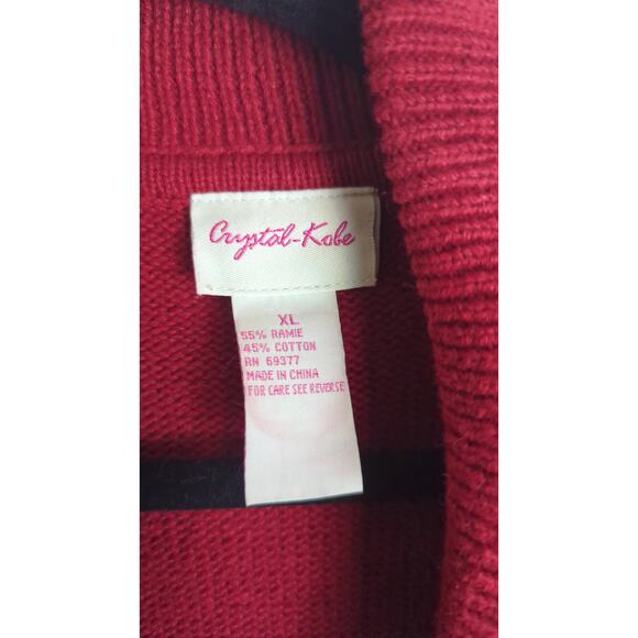 Vintage Cottagecore Knit Embroidered Beaded Sweater Cardigan Women's Size XL - Picture 2 of 9